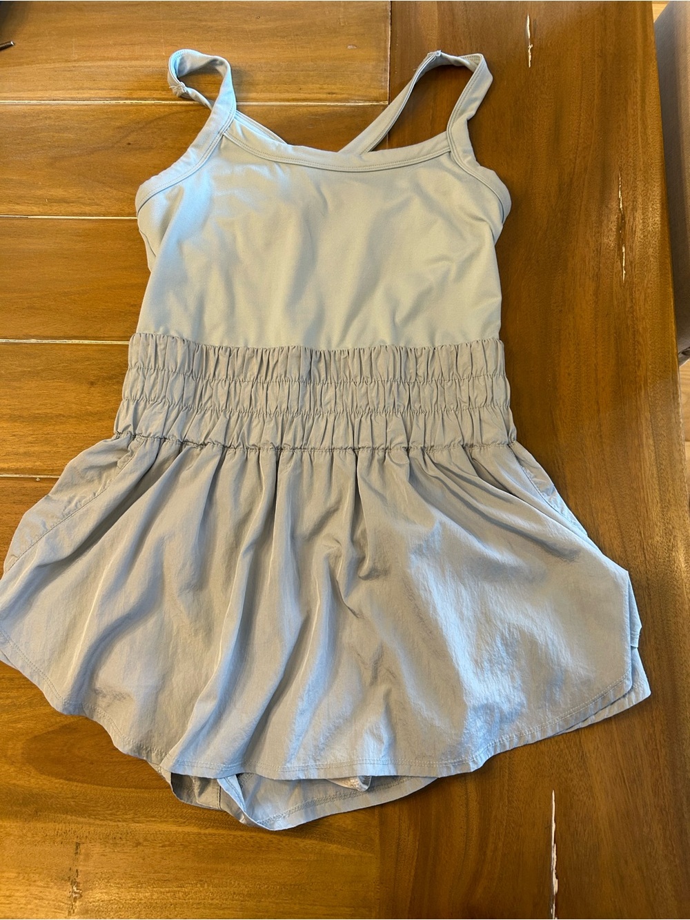 Free People Movement Light Blue Smocked Waist Romper